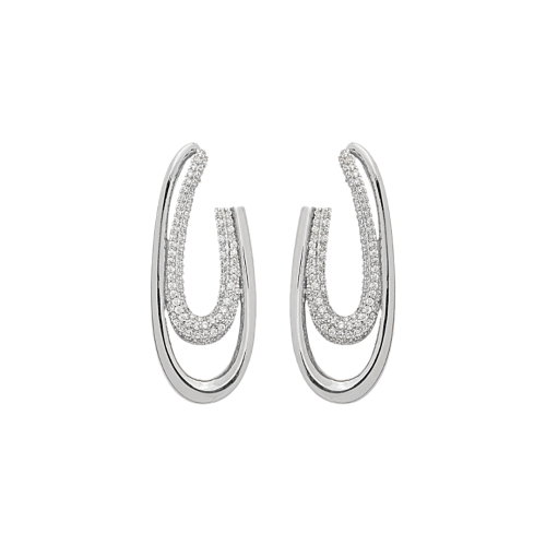 Imagem de Brinco Design Orgânico Ródio Branco e Cristais